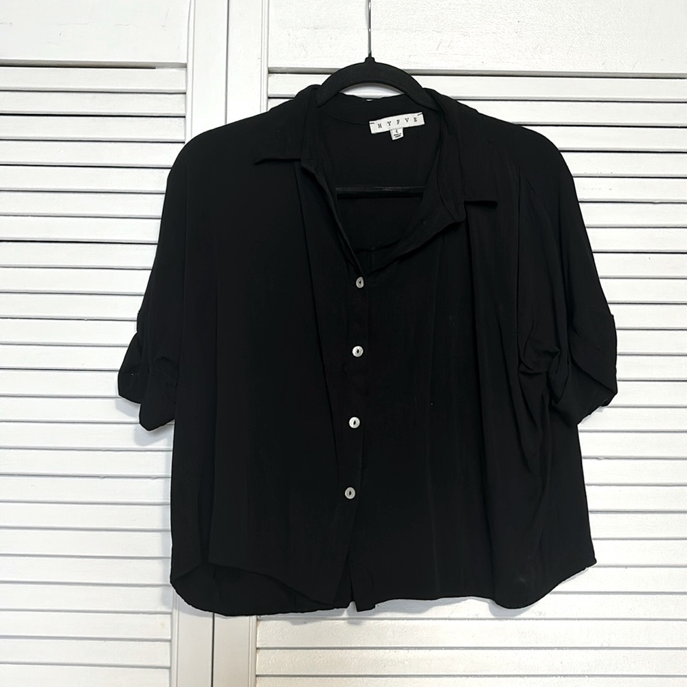 Boxy button down crop top